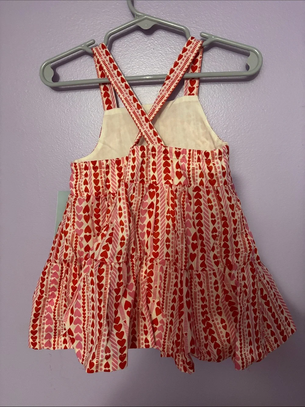 Cat & Jack Pink and Red Heart-Print Tiered Sundress